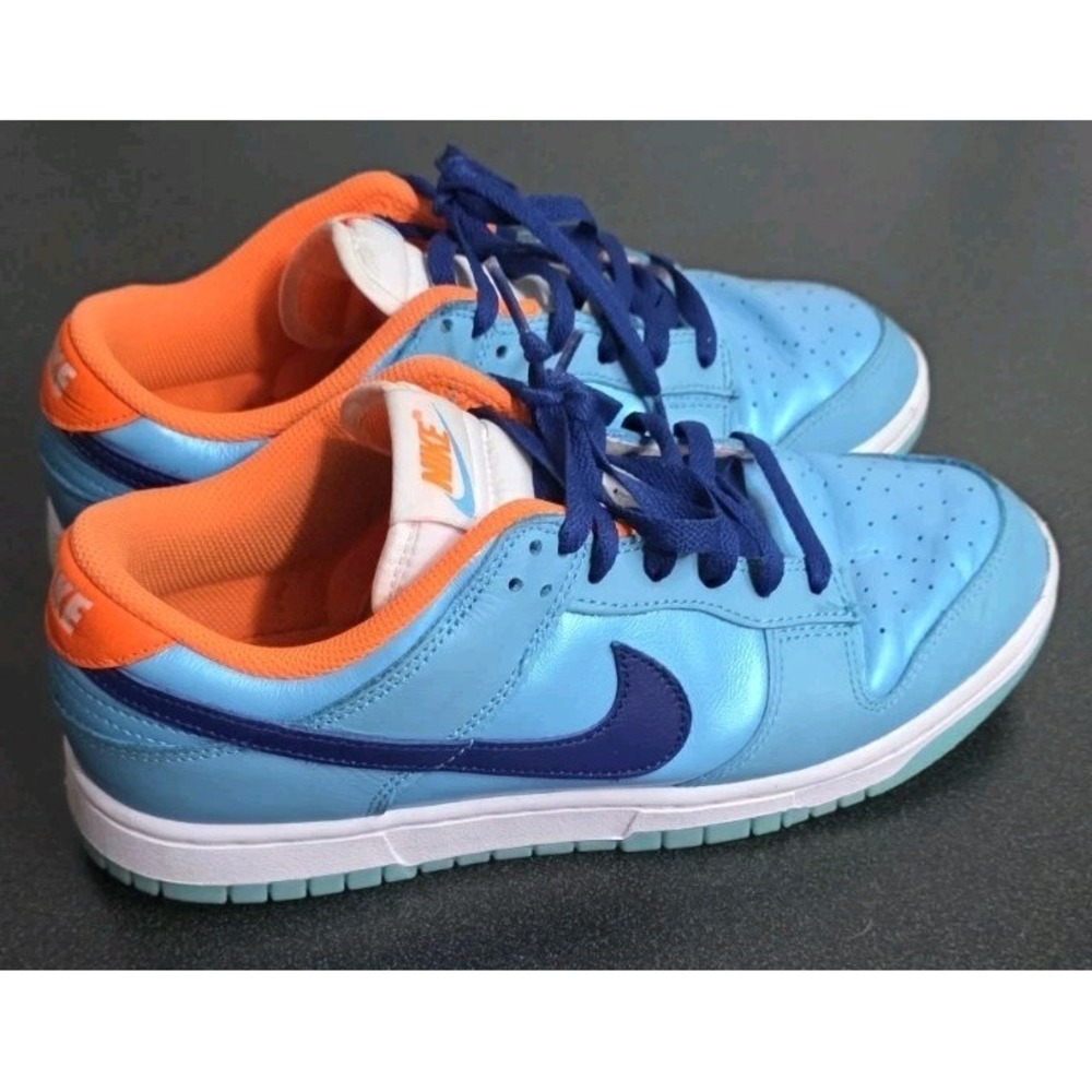 Nike Dunk Low Men 8.5 Baltic Blue Deep Royal Blue‎ Total Orange HQ1538 416 EUC